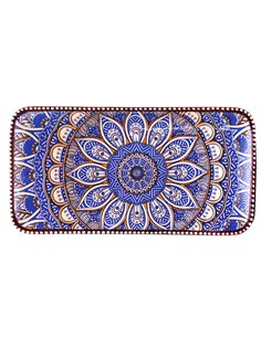 BANDEJA DECORATIVA  RECTANGULAR CENEFAS AZUL 24 X 12 CM 5 D