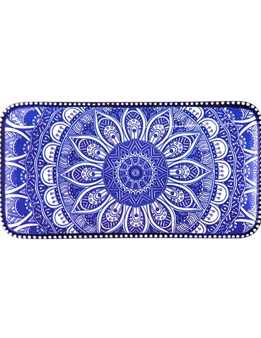 BANDEJA DECORATIVA  RECTANGULAR CENEFAS AZUL 24 X 12 CM 5 D