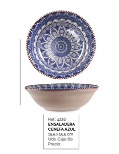 ENSALADERA CENEFAS AZUL 15.5 X 15.5 CM