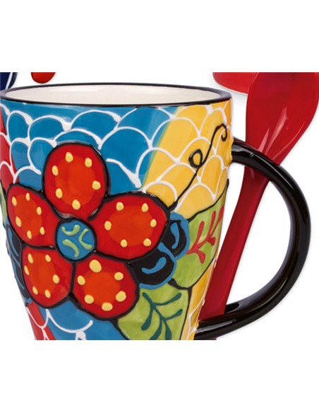 VASO MUG CON CUCHARITA 10.5 X 8.5 CM
