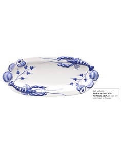 BANDEJA OVALADA DECORATIVA  MARISCO AZUL 48 X 21 CM