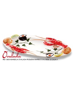 BANDEJA OVALADA DECORATIVA PEQ 34 X 14 CM MARISCO